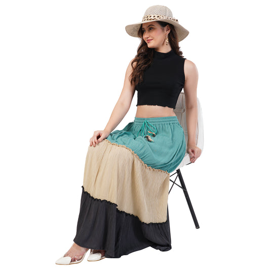 Rabhika Premium Rayon Crepe Tiered Maxi Skirt