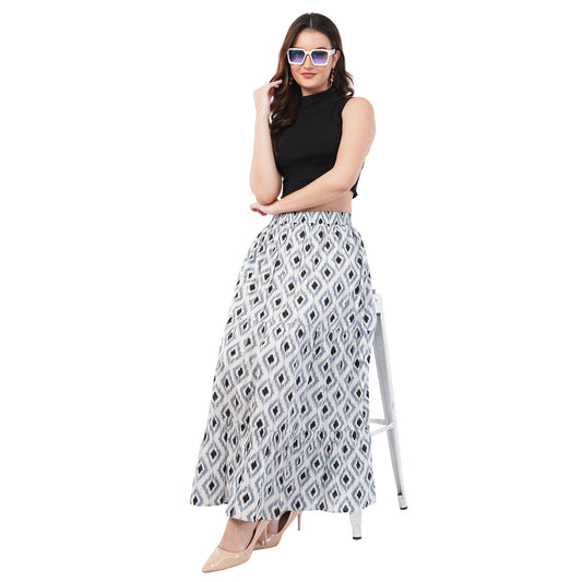 Rabhika Pure Cotton Grey Tiered Maxi Skirt