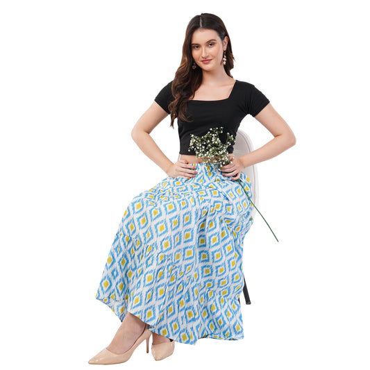 Rabhika Pure Cotton Blue Tiered Maxi Skirt