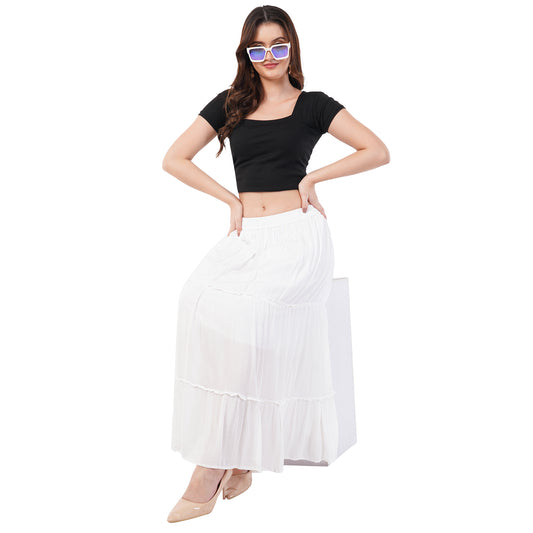 Rabhika Premium Rayon Crepe Skirt with Lining & side pocket
