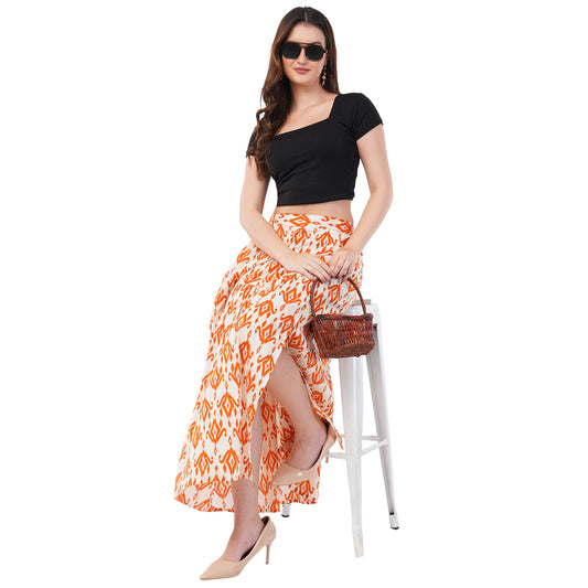 Rabhika Pure Cotton Slit Orange Maxi Skirt