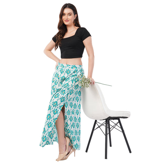 Rabhika Pure Cotton Slit Turquise Maxi Skirt
